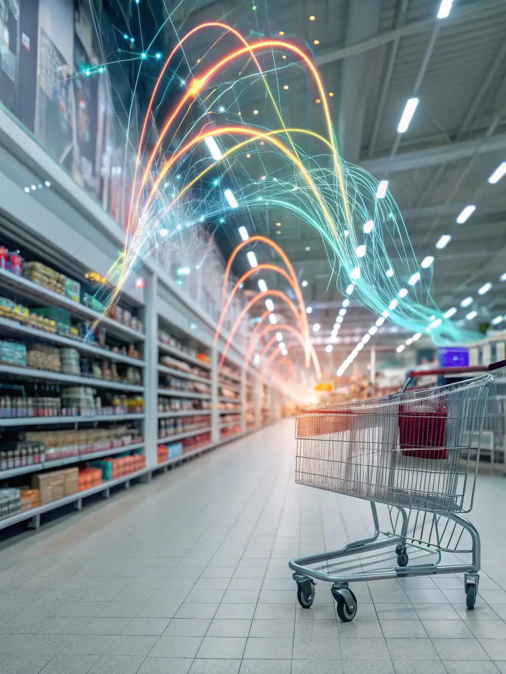 A high-tech image depicting AI algorithms analyzing customer data to create personalized marketing campaigns for a retail business.