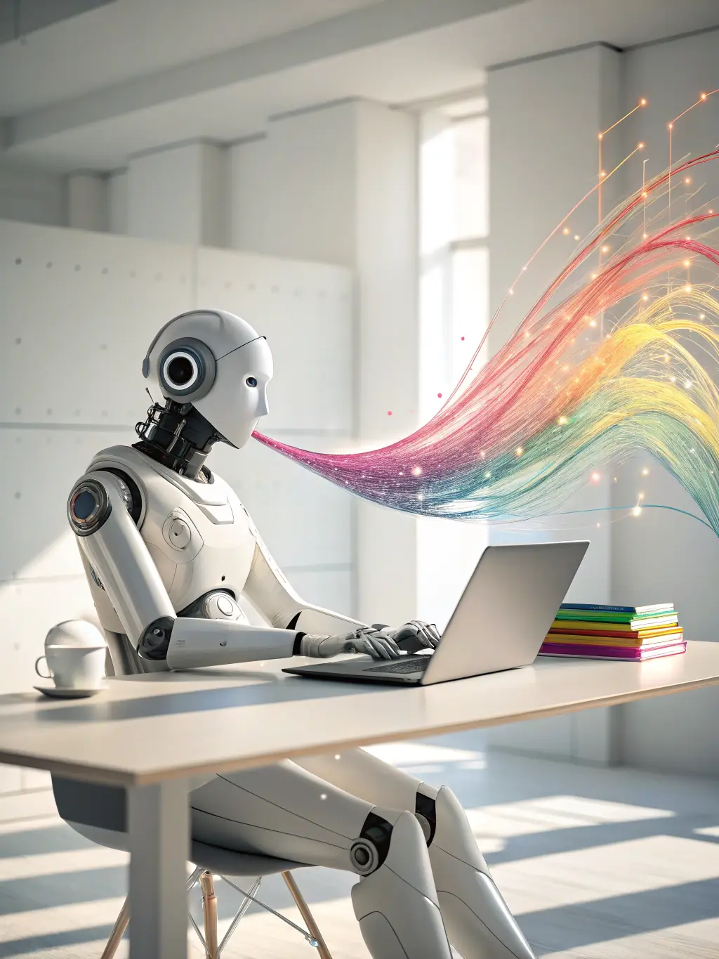 An image of AI generating various content formats (text, images, video) for a marketing campaign, showcasing content personalization.